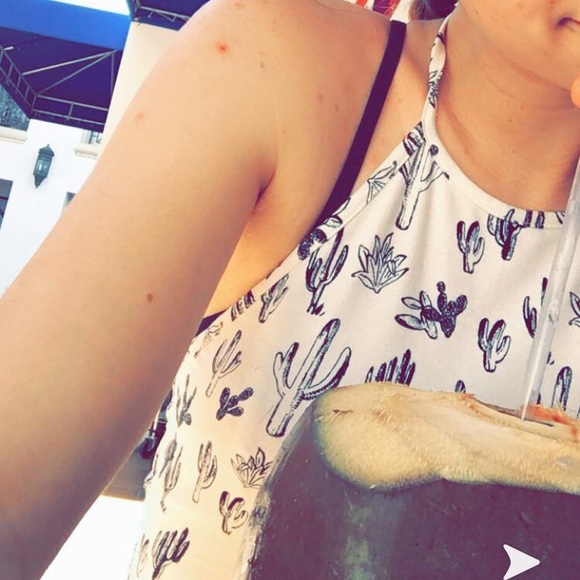 Forever 21 black and white cactus halter top! S - Picture 3 of 4